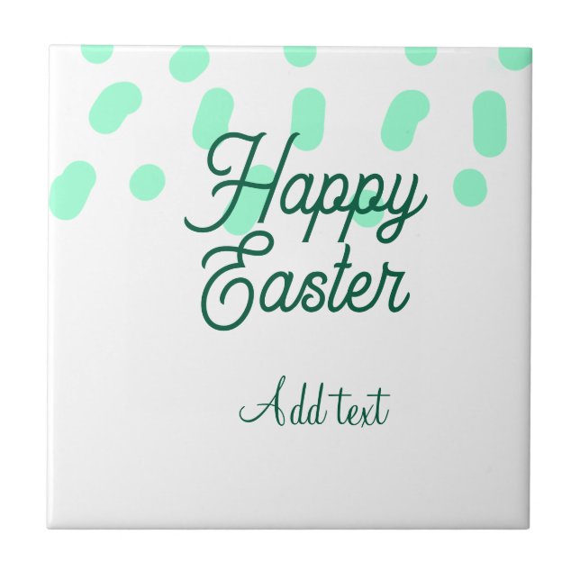 Happy Easter green eggs pastel name date simple  Ceramic Tile (Front)