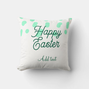 Happy Easter green eggs pastel name date simple Cushion