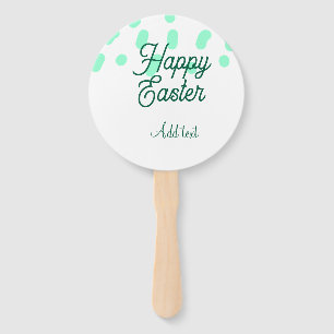 Happy Easter green eggs pastel name date simple Hand Fan