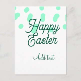 Happy Easter green eggs pastel name date simple Holiday Postcard