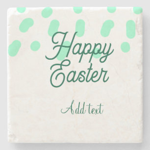 Happy Easter green eggs pastel name date simple Stone Coaster