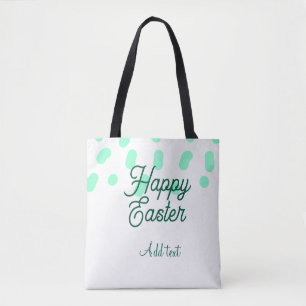 Happy Easter green eggs pastel name date simple Tote Bag