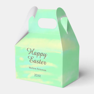 Happy Easter green yellow pastel gray name year Favour Box