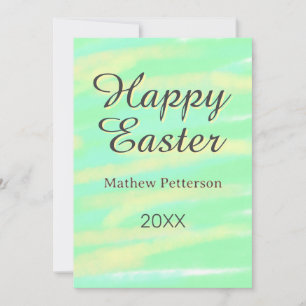 Happy Easter green yellow pastel grey name year  Invitation