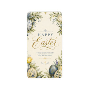 Happy Easter Greeting ,Elegant Floral and pastel Label