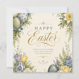Happy Easter Greeting ,Elegant Floral and pastel Thank You Card