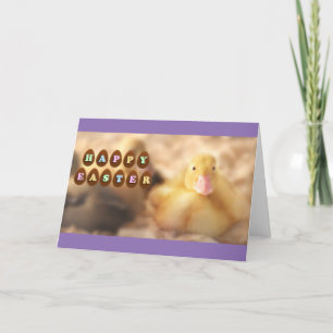 Happy Easter Greetings from Cute Duckling Holiday Card