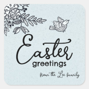 Happy Easter Greetings Personalised Springtime Squ Square Sticker