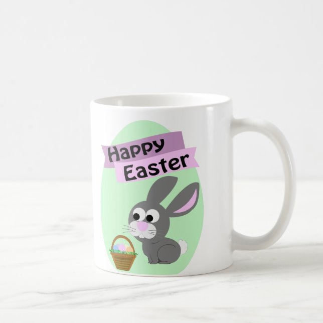 Happy Easter! Grey Bunny Coffee Mug (Right)