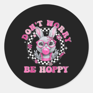 Happy Easter Groovy Bunny Face Don't Worry Be Hopp Classic Round Sticker