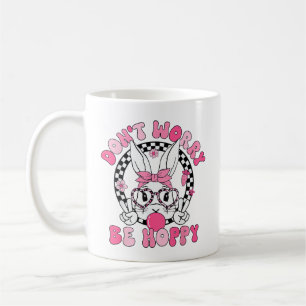 Happy Easter Groovy Bunny Face Don't Worry Be Hopp Coffee Mug