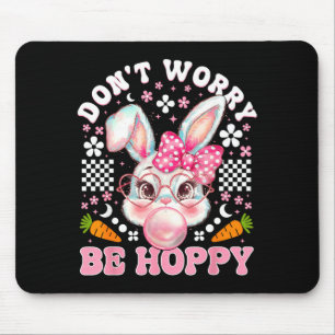 Happy easter groovy bunny face don't worry be mouse pad