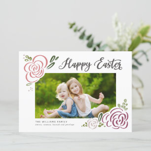 Happy Easter Hand-drawn Wildflower Colourful Photo Holiday Card