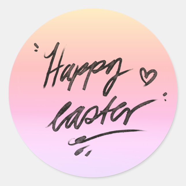 Happy easter hand lettering  classic round sticker (Front)