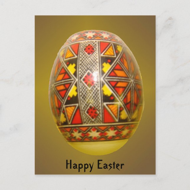 Happy Easter Hand-Painted Romanian Egg 5 Holiday Postcard (Front)