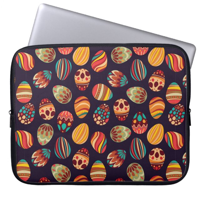 Happy Easter! Happy holiday eggs pattern, seamless Laptop Sleeve (Front)