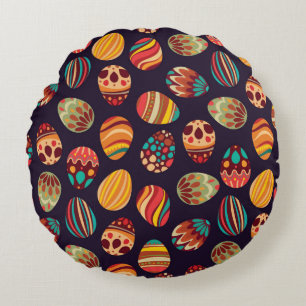 Happy Easter! Happy holiday eggs pattern, seamless Round Cushion