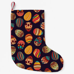 Happy Easter! Happy holiday eggs pattern, seamless Small Christmas Stocking