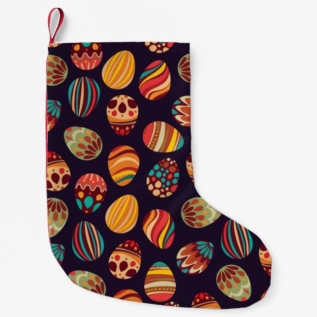 Happy Easter! Happy holiday eggs pattern, seamless Small Christmas Stocking (Front)