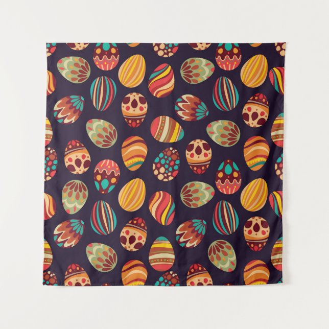 Happy Easter! Happy holiday eggs pattern, seamless Tapestry (Front)