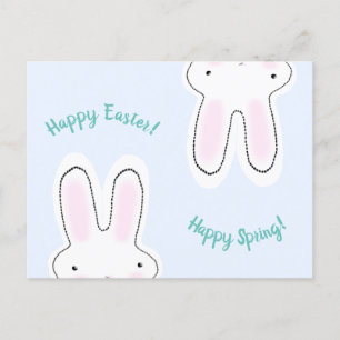 Happy Easter Happy Spring blue cute bunny funny  Postcard