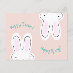 Happy Easter Happy Spring blush pink cute bunny Postcard