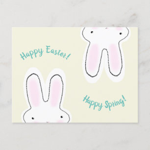 Happy Easter Happy Spring cream cute bunny fun Postcard