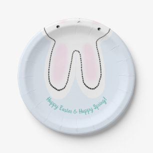 Happy Easter Happy Spring cute blue Bunny funny Paper Plate