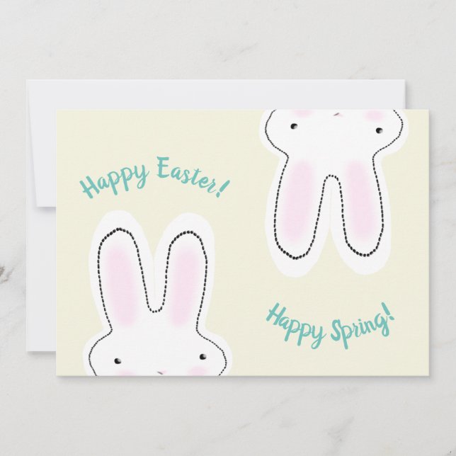 Happy Easter Happy Spring cute bunny funny card (Front)