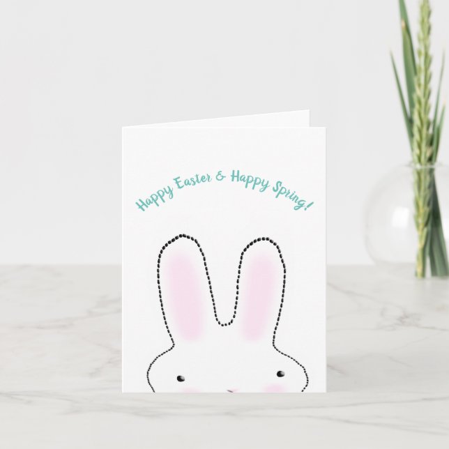 Happy Easter Happy Spring cute Easter Bunny custom Card (Front)