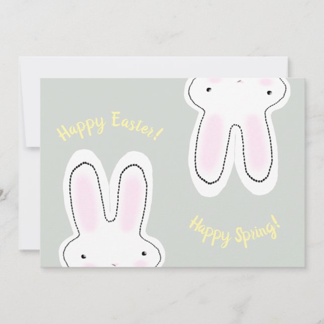 Happy Easter Happy Spring funny bunny dusty sage (Front)