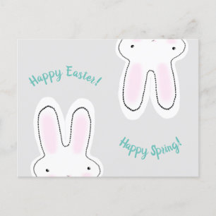 Happy Easter Happy Spring grey cute bunny funny Postcard