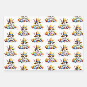 Happy Easter! Hare in a hat Wrapping Paper Sheet
