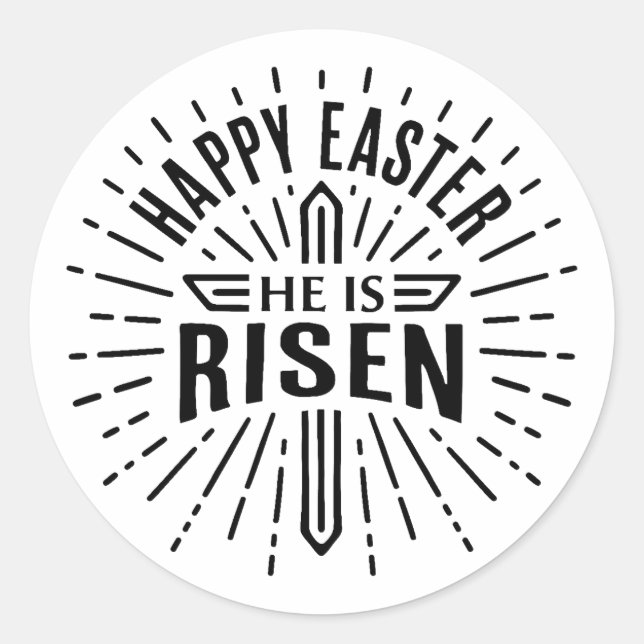 Happy Easter He is risen Classic Round Sticker (Front)