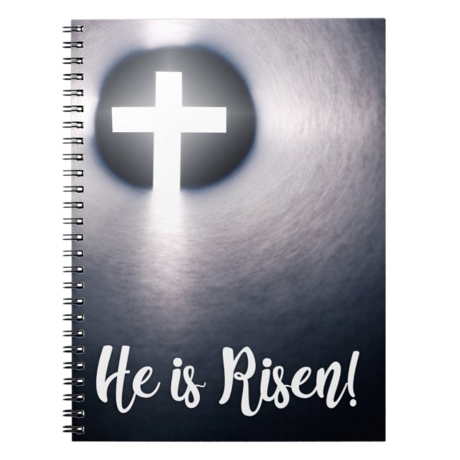 Happy Easter He Is Risen Cross Notebook (Front)