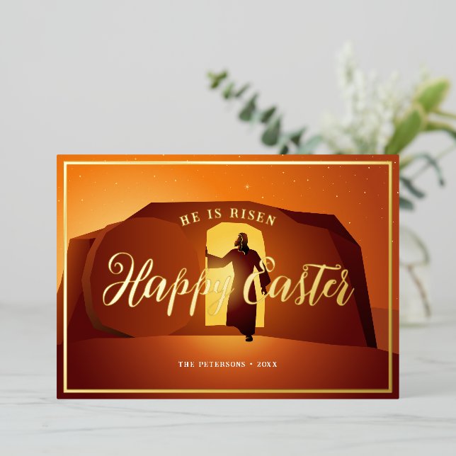 Happy Easter | He Is Risen Greeting Card (Standing Front)