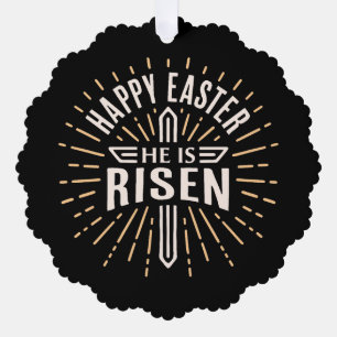 Happy Easter He is risen Jesus black Tree Decoration Card