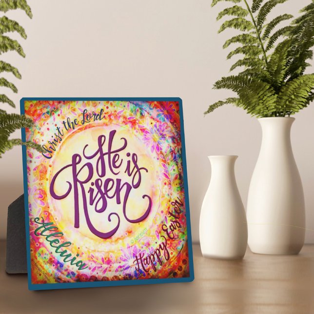Happy Easter He is Risen Pretty Religious Faith Plaque (Creator Uploaded)
