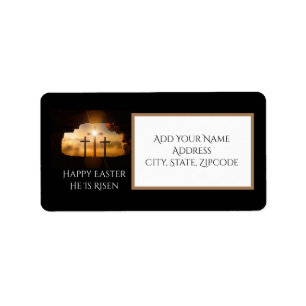 Happy Easter He is Risen Three Crosses Address Label