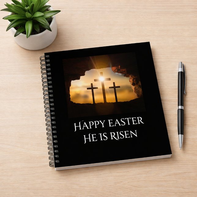 Happy Easter He is Risen Three Crosses  Notebook (Creator Uploaded)