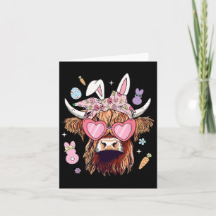Happy Easter Heifer Cow Bunny Ears Egg Hunting Card