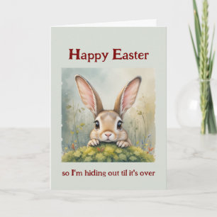 Happy Easter hiding out Big Eared Rabbit Card
