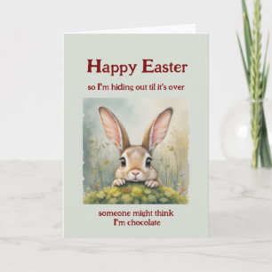 Happy Easter hiding out Big Eared Rabbit Card