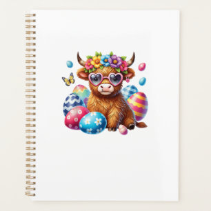 Happy Easter Highland Cow Heifer Easter Day Farmer Planner