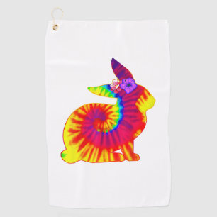 Happy Easter Hippie Bunny Rabbit Tie Dye Golf Towel