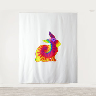 Happy Easter Hippie Bunny Rabbit Tie Dye  Tapestry
