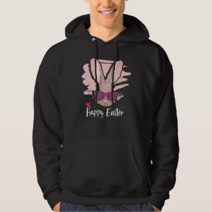 Happy Easter Hipster Rabbit Sunglasses Egg Hunt Sp Hoodie
