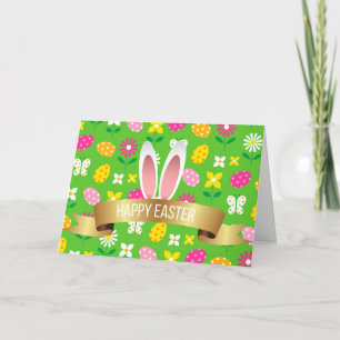 Happy Easter Holiday Bunny Floral Holiday Cards