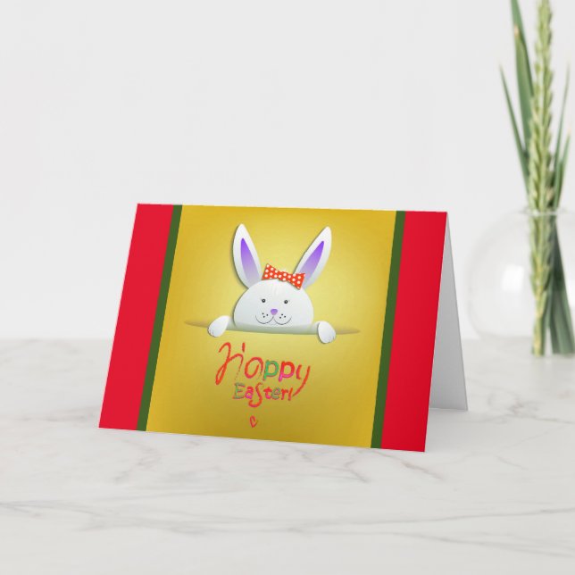 Happy Easter Holiday Bunny Floral Holiday Cards (Front)