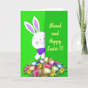 Happy Easter Holiday Bunny Floral Holiday Cards